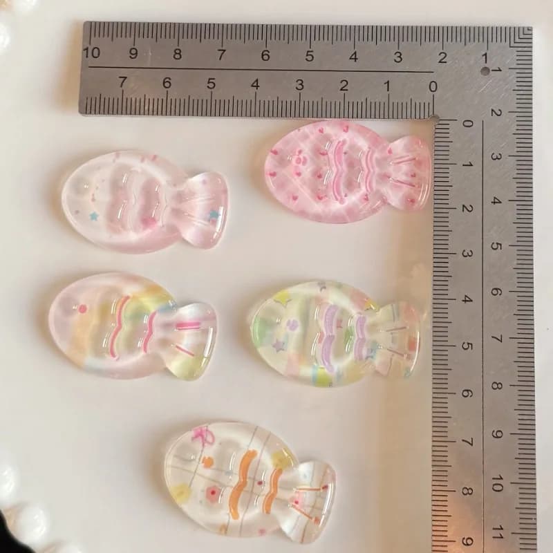10 pieces new spring summer hair clips with transparent print diy accessories for girls shoes pendants with cute fish-shaped phone case