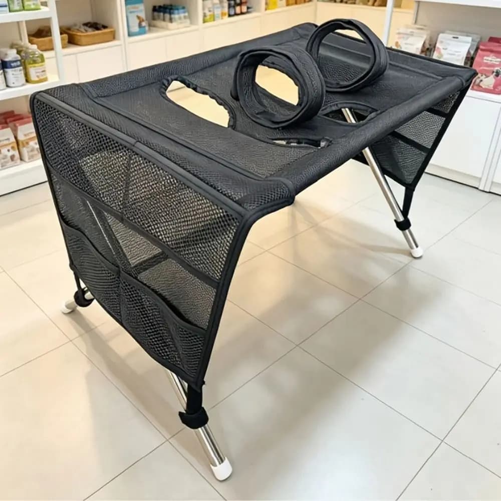 Folding Pet Grooming Hammock Anti-Scratch with Support Frame Dog Grooming Table Sturdy Adjustable Cat Bathing Rack Picking Ears