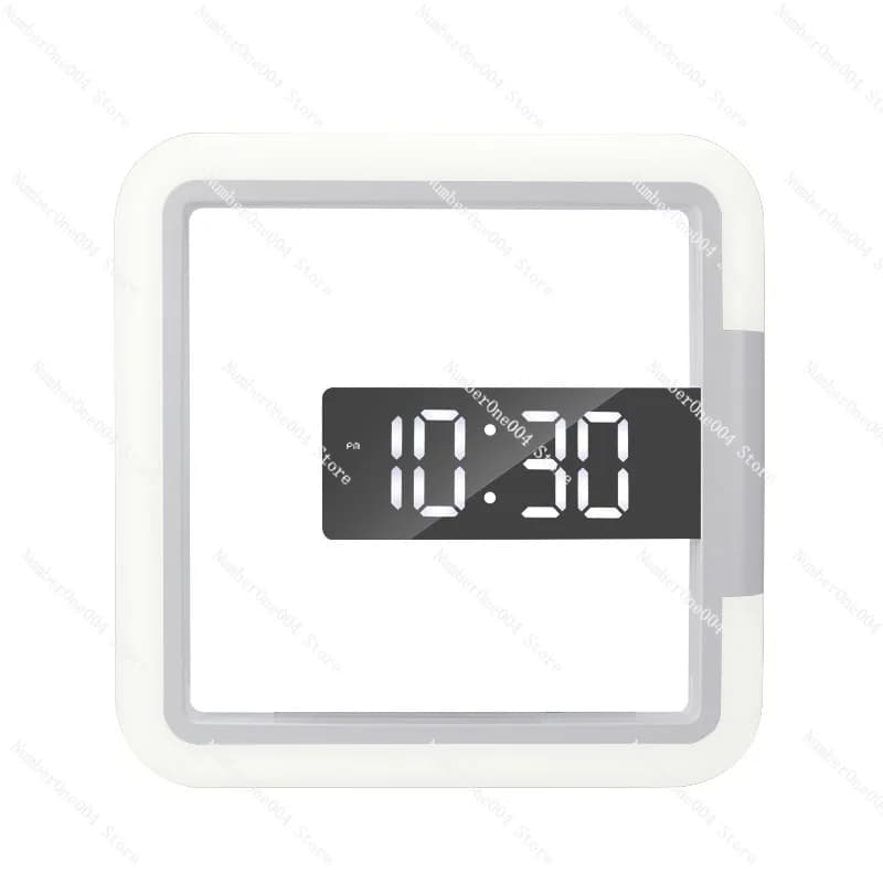 Orologio da parete quadrato cavo a specchio LED Sveglia digitale con termometro creativo per la casa RGB multifunzione