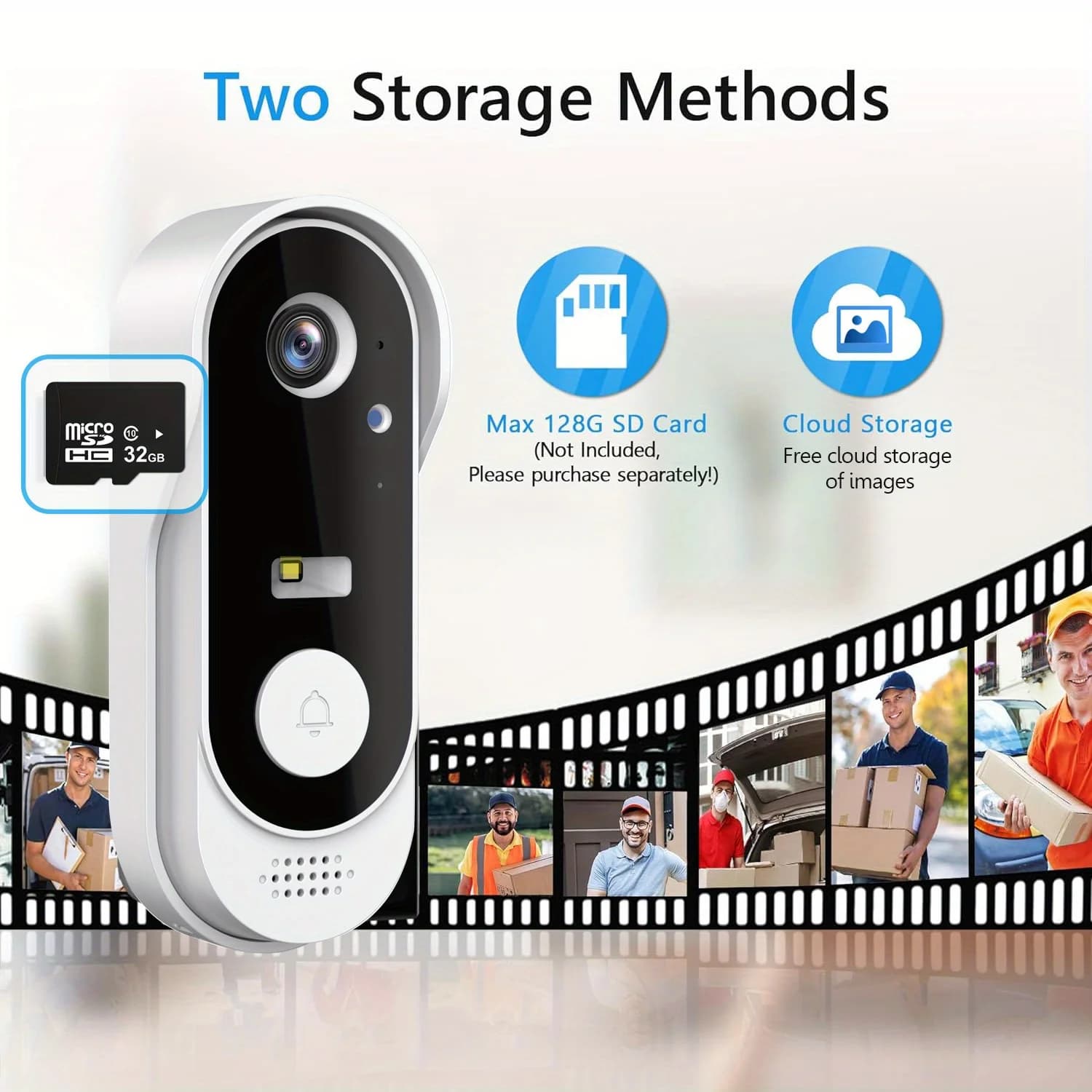 Campanello video WiFi Tuya: audio bidirezionale, HD 1080P esterno, SD+archiviazione cloud, rilevamento del movimento, configurazione semplice e avvisi dal vivo