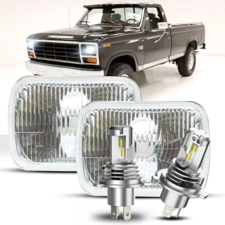 Per Ford F150 F250 F350 19781986 Lampadine a LED 7x6 pollici H6054 5x7 Fari Alloggiamento per lenti in vetro quadrato con H4 Alto e B basso