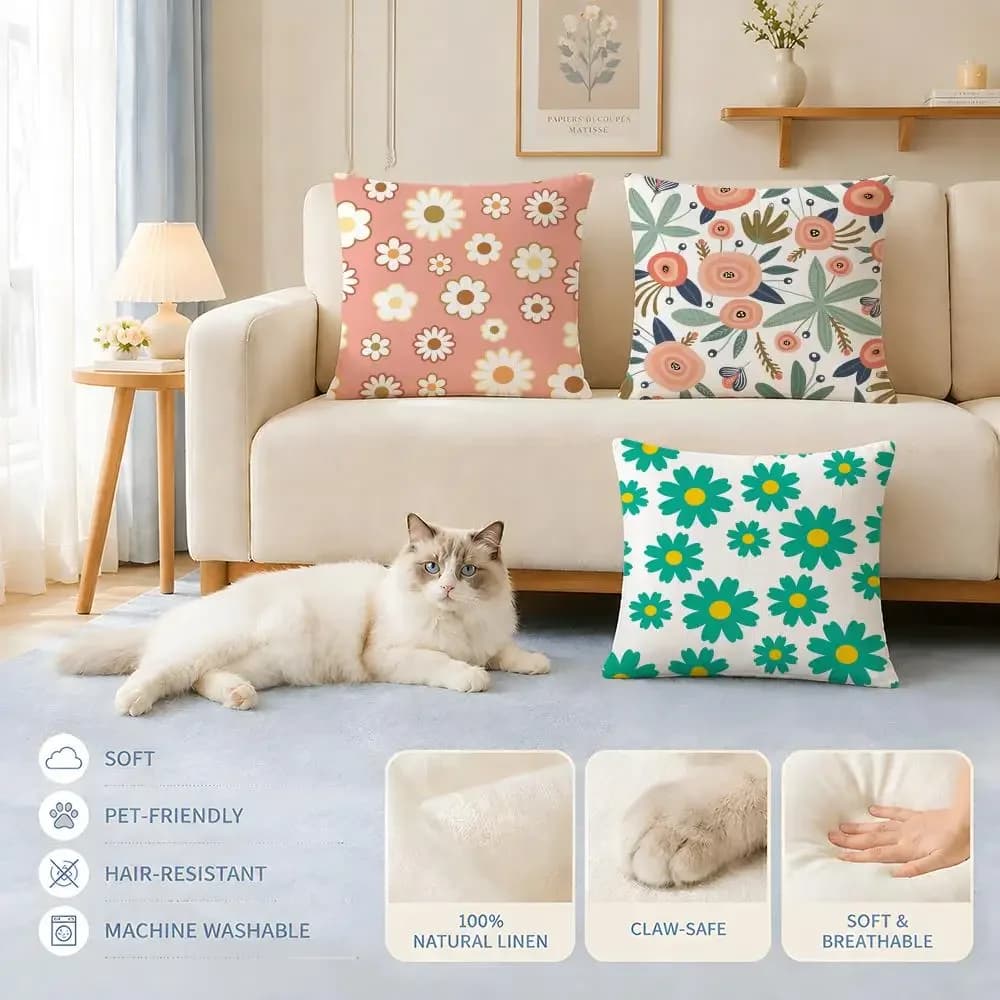 Fodere per cuscini Divano Adatte a cani e gatti Motivo floreale primaverile ed estivo Federe decorative per sedie 45x45 40x40