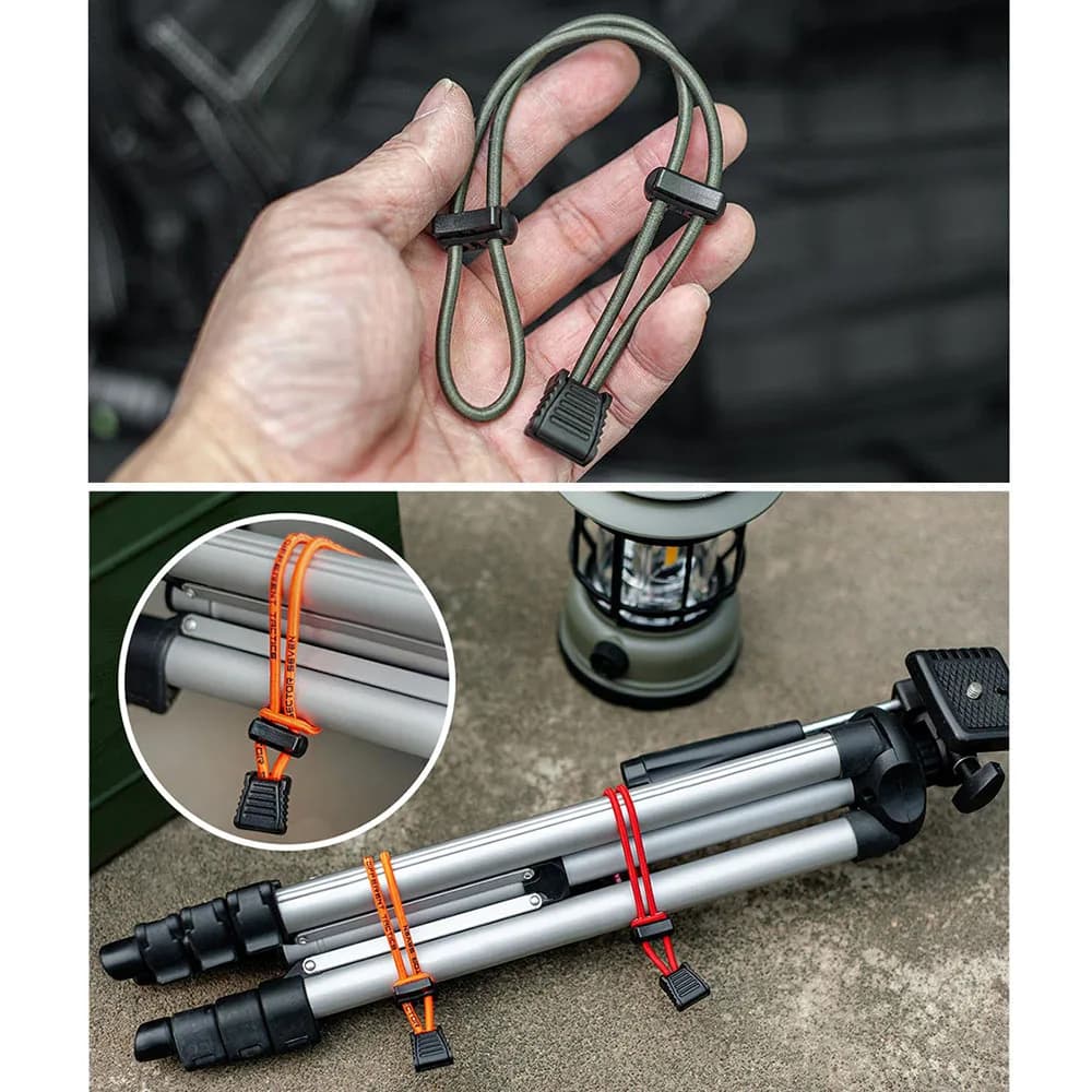 2 pieces of elastic rope for exterior adjustable backpack support for walking stick in mountain trekking hiking pole fixing tie rope buckle