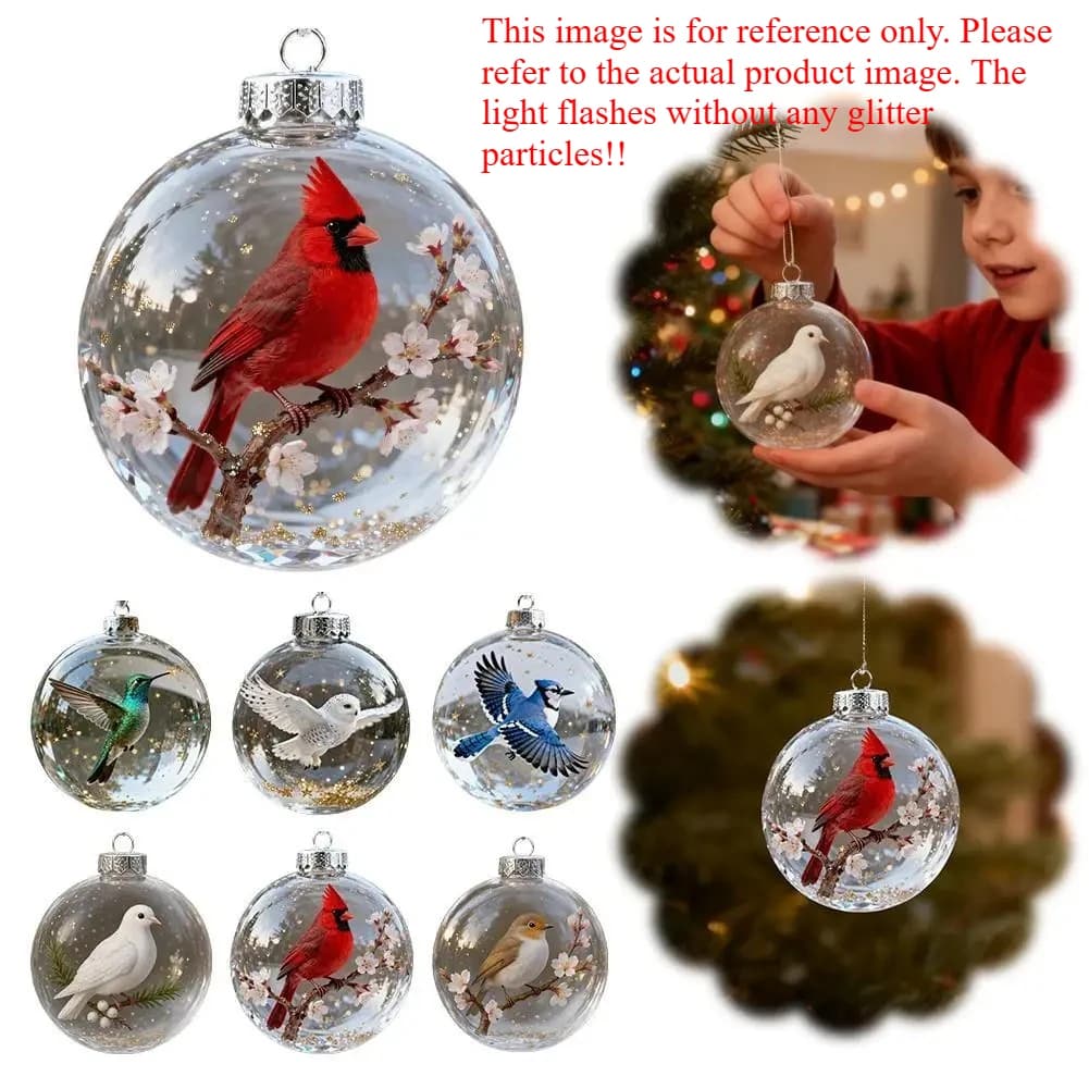 Natale trasparente palla ornamenti naturali uccelli cristalli set di vetro appeso per set di decorazioni albero di Natale festa decorazione della casa