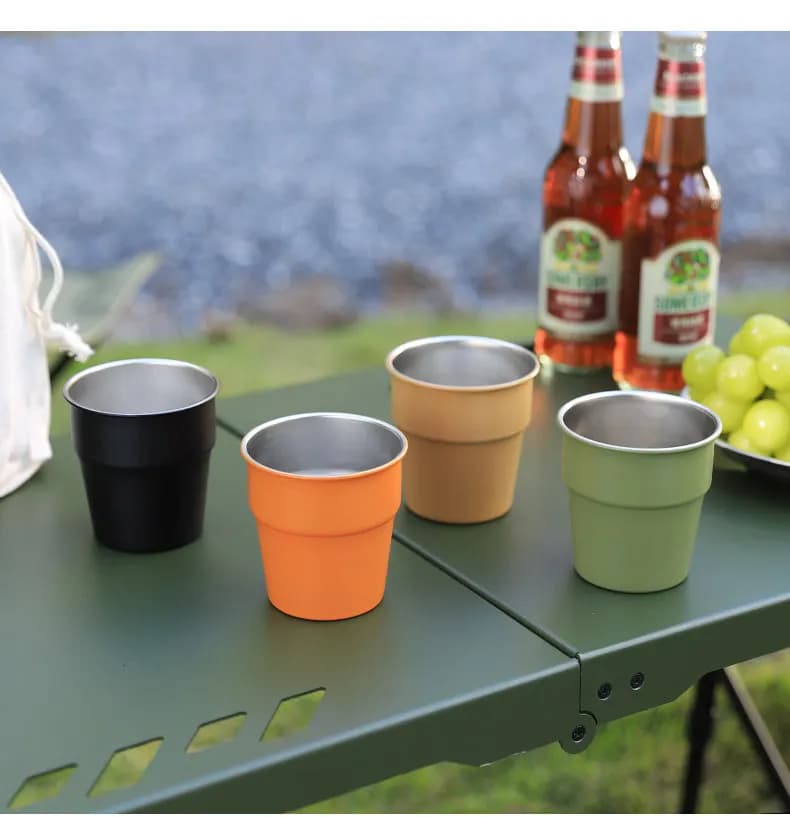 Tazza Portatile in Acciaio Inox da 300ML per Esterni, Tazza da Birra Pieghevole per Casa, Campeggio e Picnic