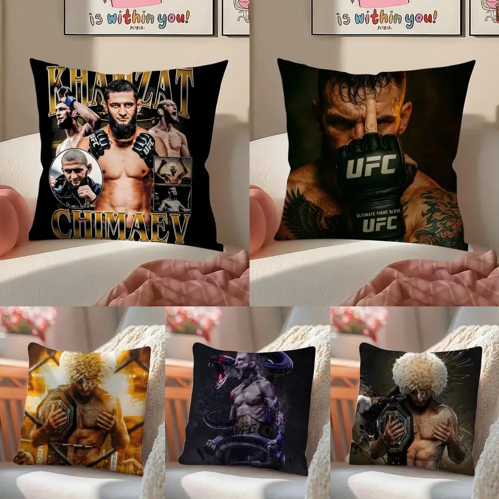 UFC Fighter Star K-Khamzat Chimaev pillow cover, in short plush, with invisible zipper, for sofa and bedroom