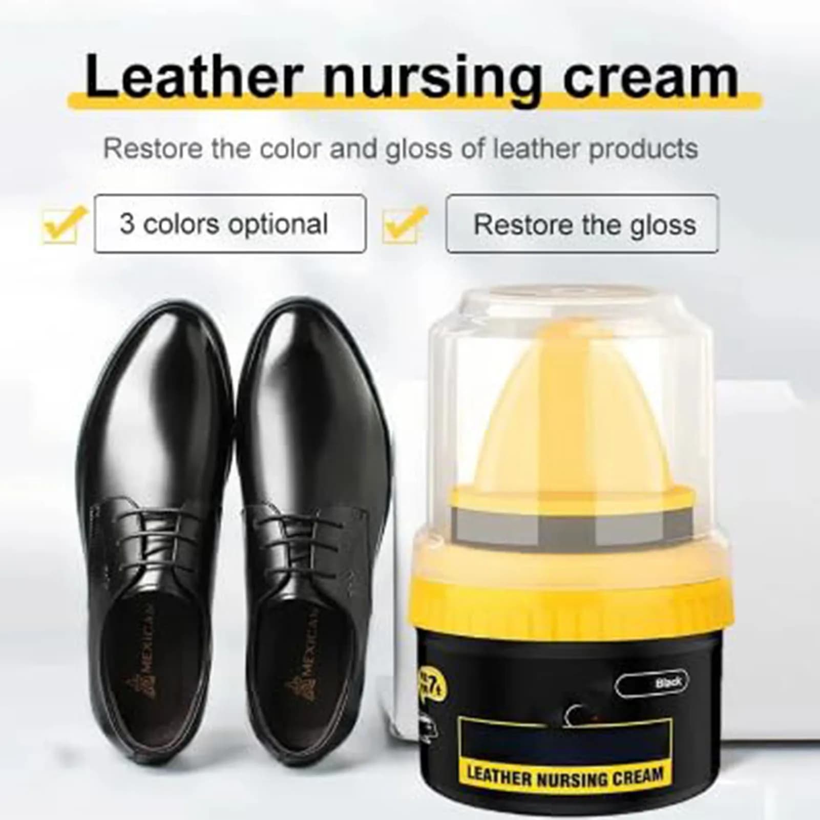 Spazzola per Lucidatura Scarpe in Pelle 50ml, Spazzola per Manutenzione Calzature, Pulizia e Lucidatura, Spugna Incolore/Nera/Marrone