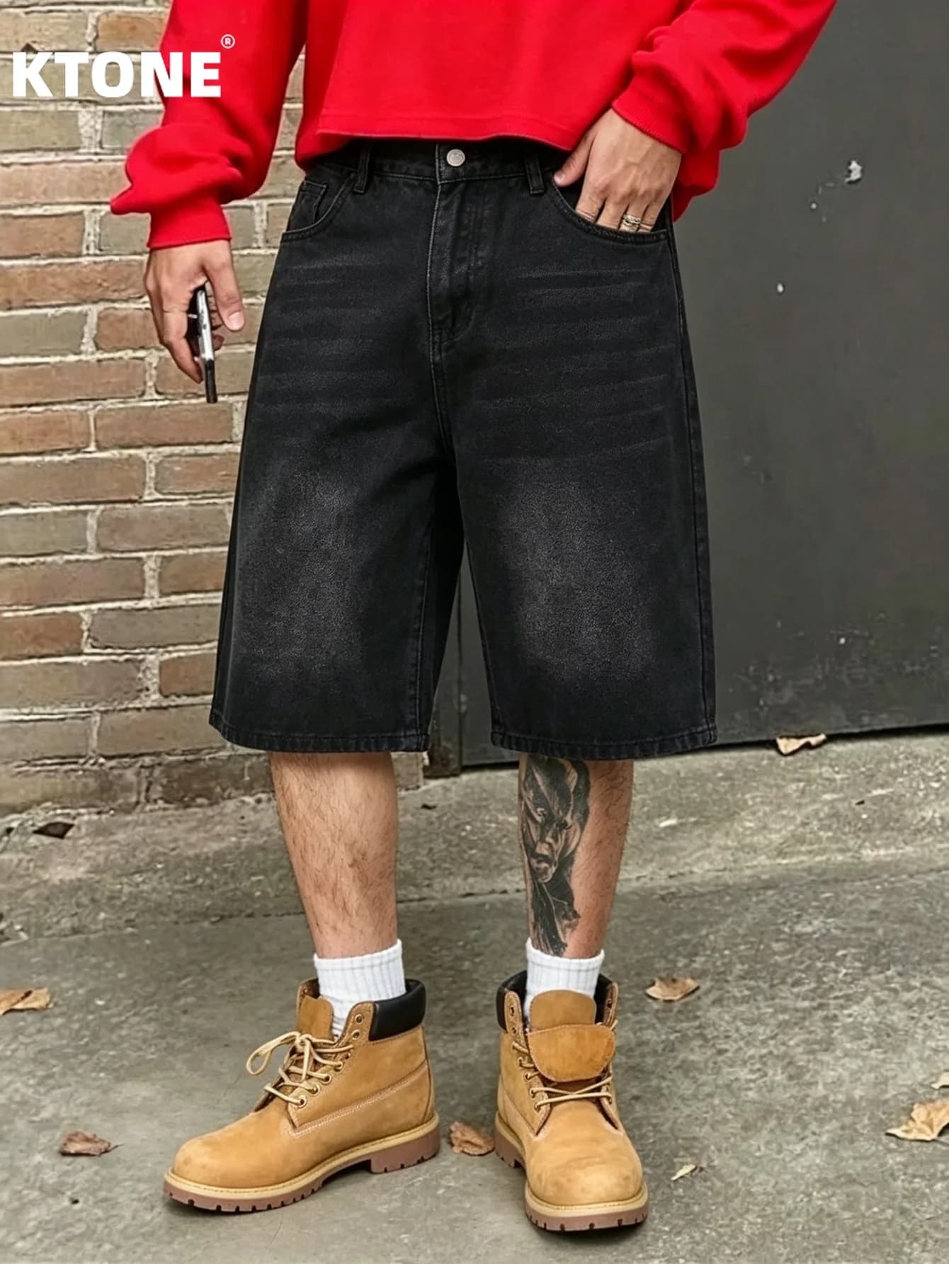 Men Trendy Loose Non‑Stretch Jean Shorts Casual Urban Summer Bottom Wear No accessories or belts included