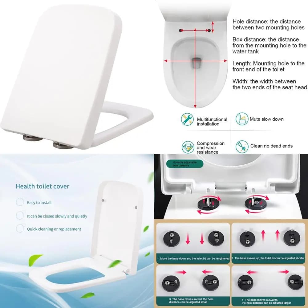 Sedile WC ad angolo rotondo universale spesso con materiale PP durevole e cerniere spazzolate