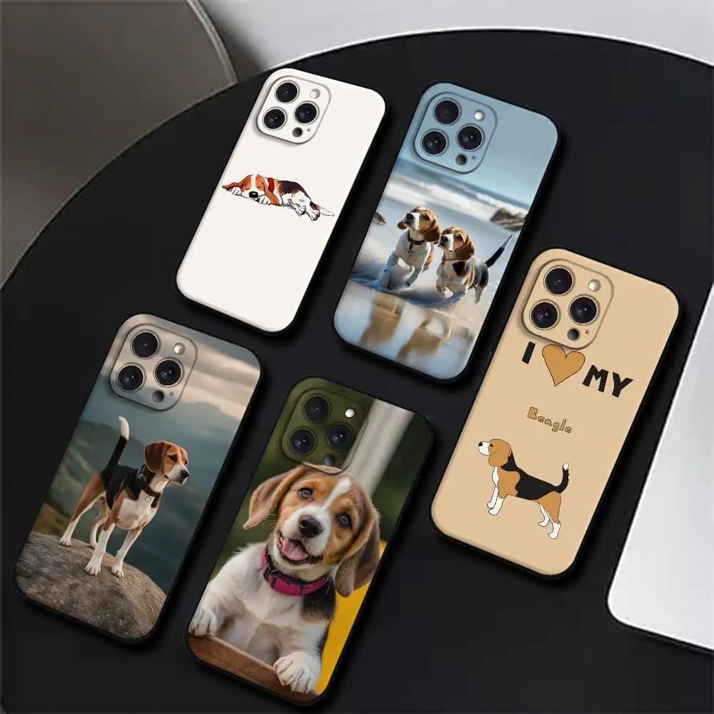 Custodia per telefono Beagle Puppy Dog per IPhone 17,16,15,14,13,12,11 Plus,Pro,Max,XR,XS,X,7,8 Plus, Mini morbido silicone nero