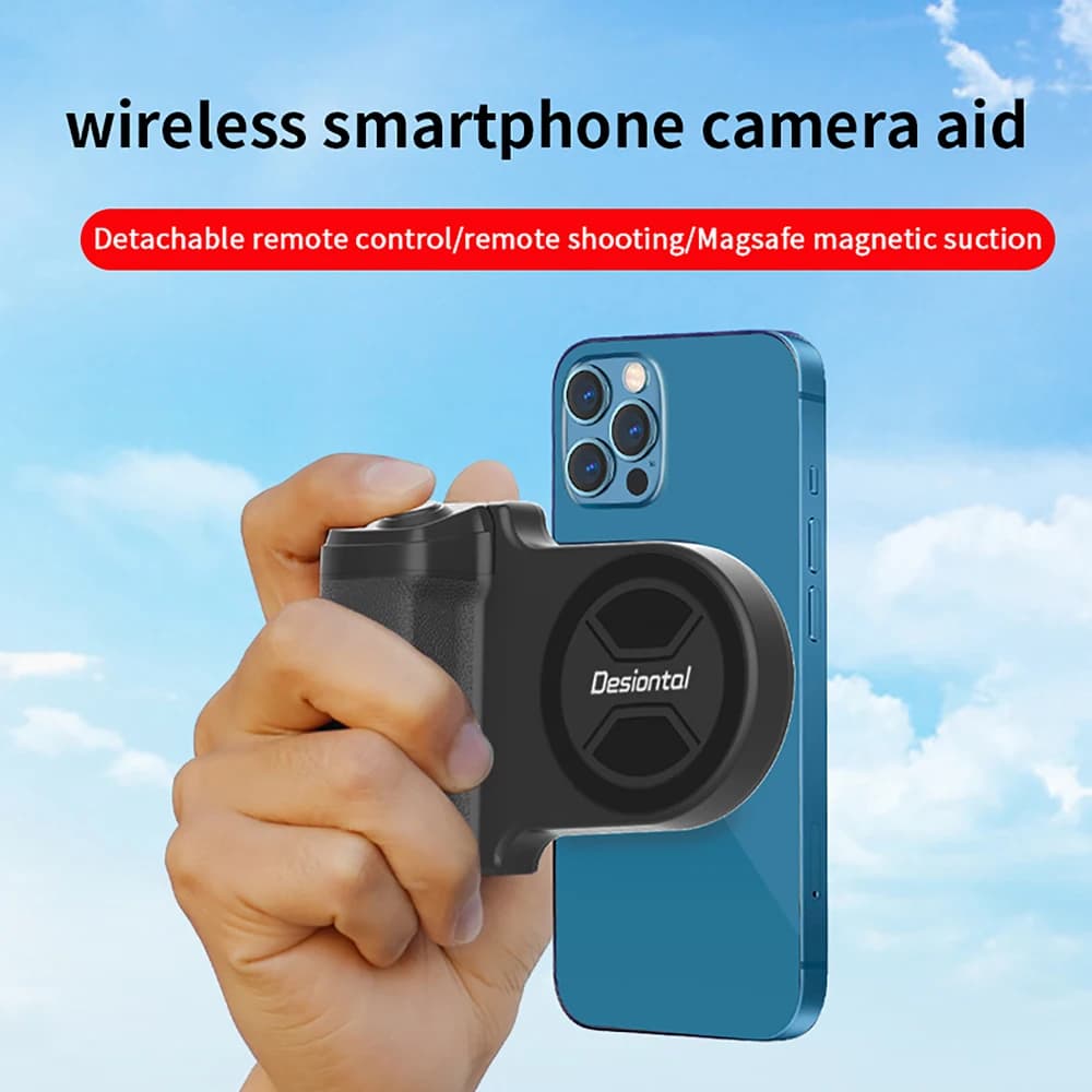 Maniglia magnetica per fotocamera Staffa per foto Telefono cellulare Bluetooth intelligente Dispositivo selfie anti-vibrazione Supporto per telefono di ricarica wireless da tavolo