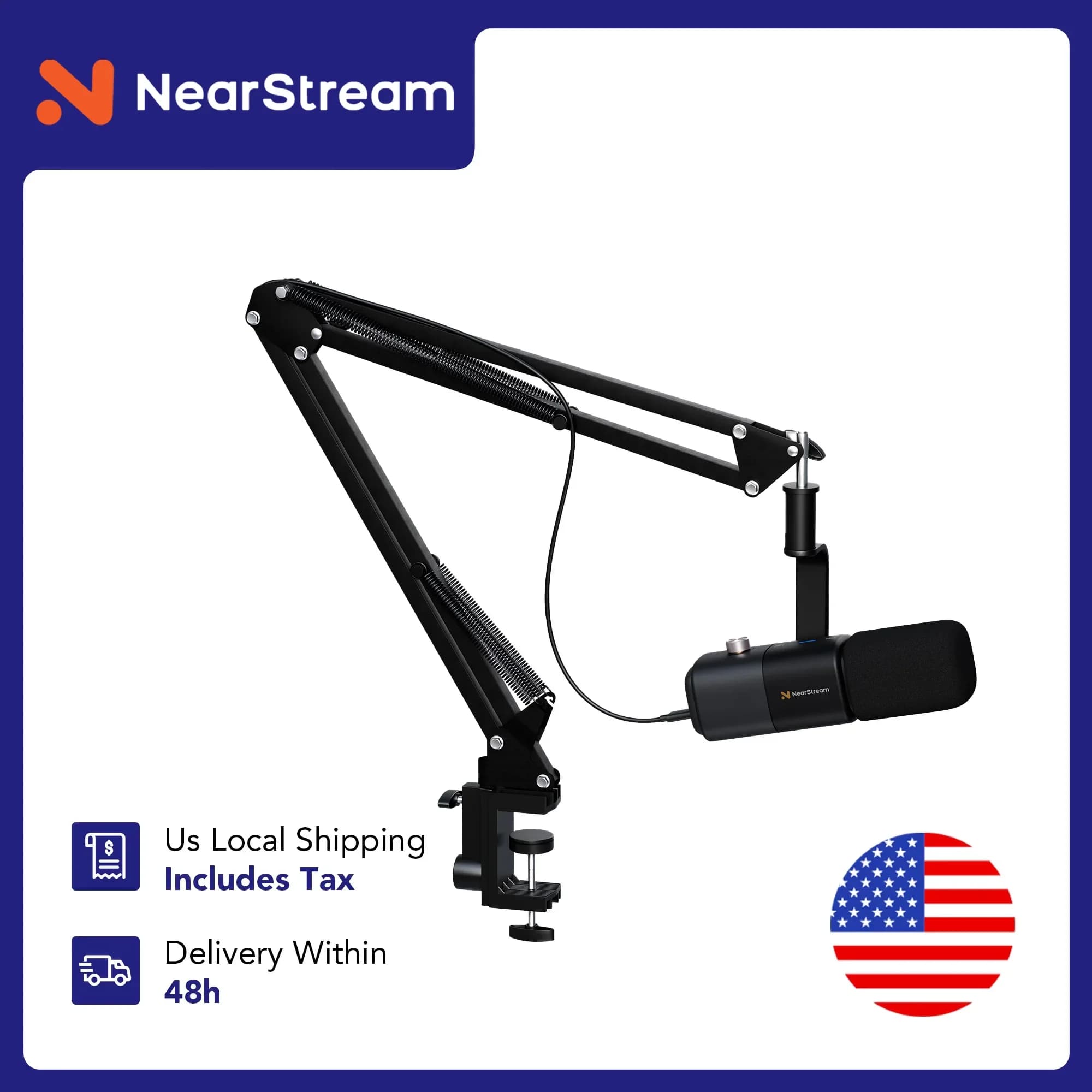 NearStream Microfono professionale per PC USB XLR Microfono dinamico Braccio per set da studio di gioco Registrazione podcast Spedizione locale negli Stati Uniti