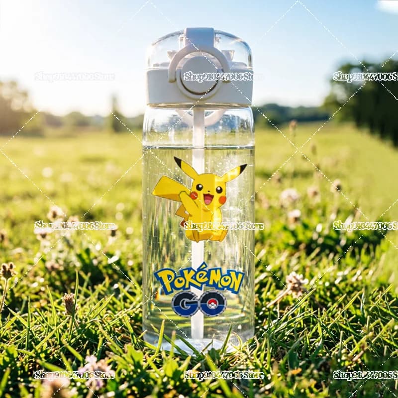 Cartoon Pocket Monster Sports Transparent Water Bottle Portable Gym Travel Clear Leakproof Drinking Bottle Frosted Bottle Gifts