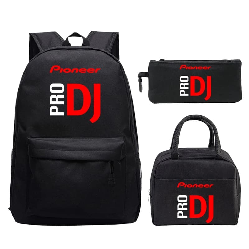 3pcs Pioneer Pro DJ Printed Backpack With Pencil Case Lunch Bag Set Student Nylon Schoolbag Boys Girls Backpack Travle Mochila