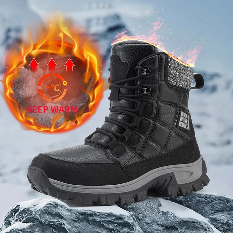 Nuovi stivali da neve da donna da uomo in peluche caldo Stivali alti con lacci Stivaletti invernali impermeabili Stivali da trekking da uomo antiscivolo per esterni