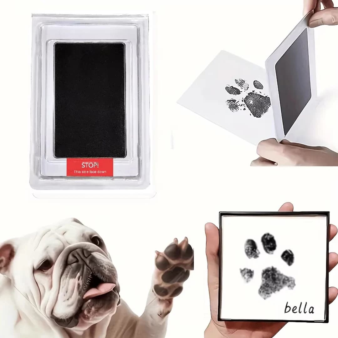 Tampone per impronte di zampe di animali domestici per cani e gatti, inchiostro nero ad asciugatura rapida, sicuro, facile da pulire, regalo ricordo per i proprietari di animali domestici, facile da usare