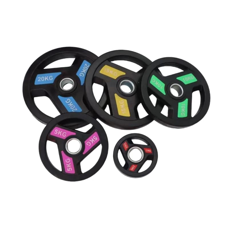 Business Gym Training Barbells for Direct Sales in Factory Rubber Coated Weight Plate 3 Holes
