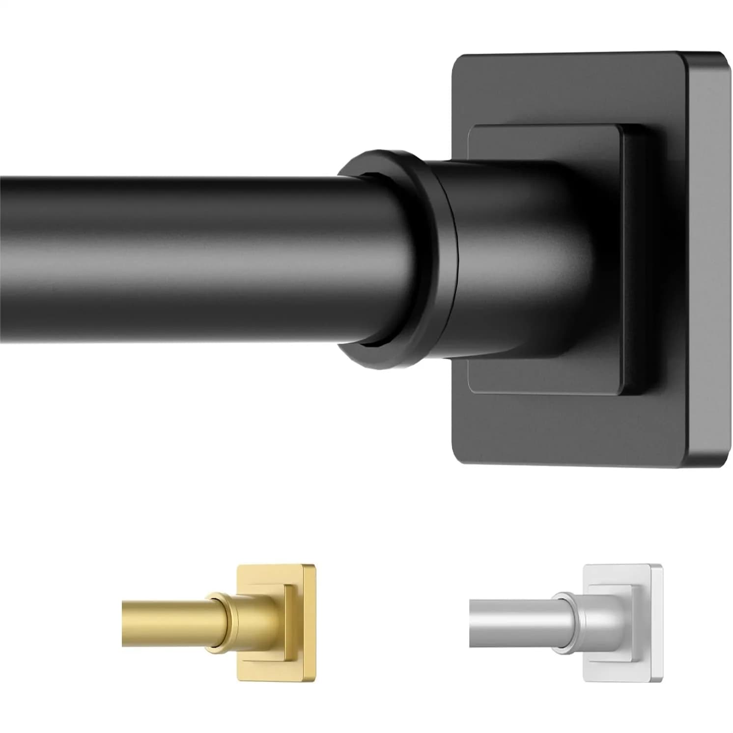 Adjustable Shower Curtain Rod 31-79" Tension Mount No Drill for Bathroom, Black