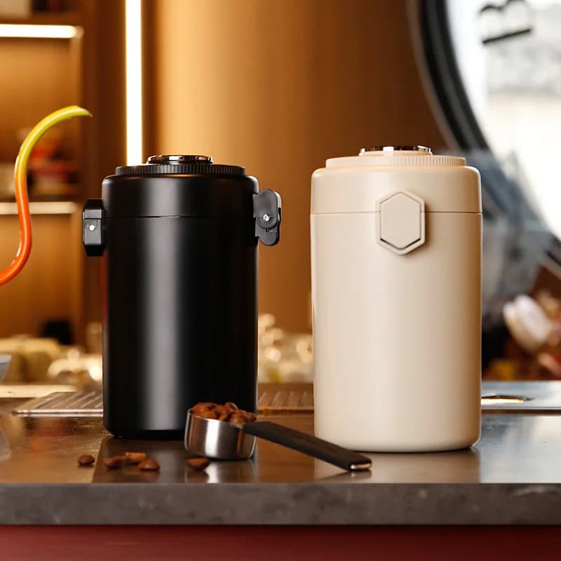 Coffee Canister Airtight Coffee Bean Storage Container with Humidity Monitor Magnetic Spoon Camping Storage Jar Perfect Gift