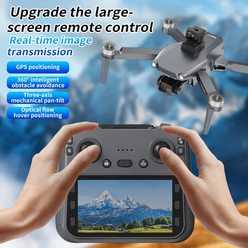 Drone RC con Telecamera 8K ESC, Gimbal a 3 Assi, GPS, Ritorno WIFI FPV, Quadricottero con Schermo di Controllo Remoto, Evitamento Ostacoli Laser, Motore Brushless, Portata 3KM