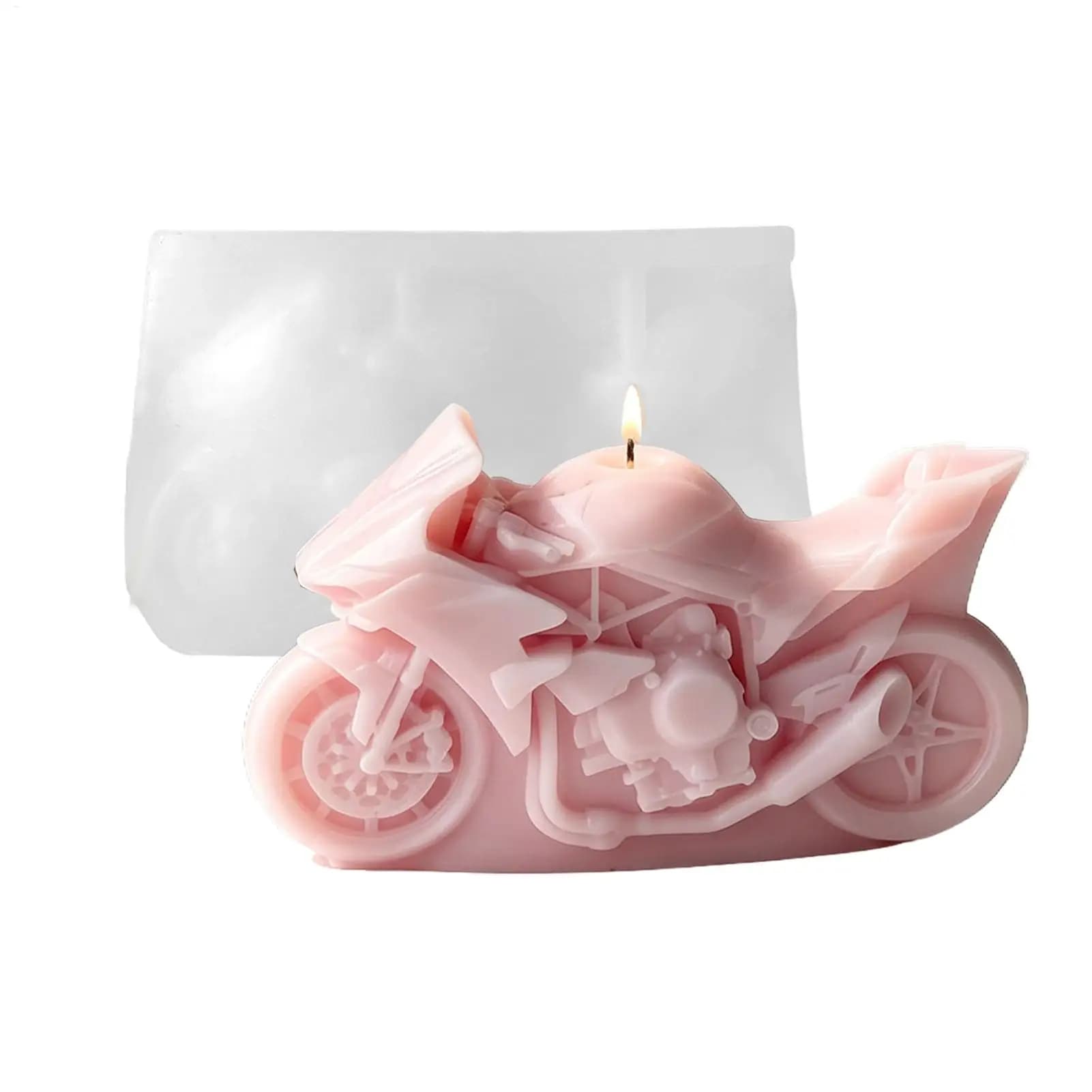 Stampo in Silicone 3D a Forma di Moto Antiaderente per Candele, Riutilizzabile per Sapone, Resina, Gesso, Cera, Cemento, Decorazioni da Tavolo