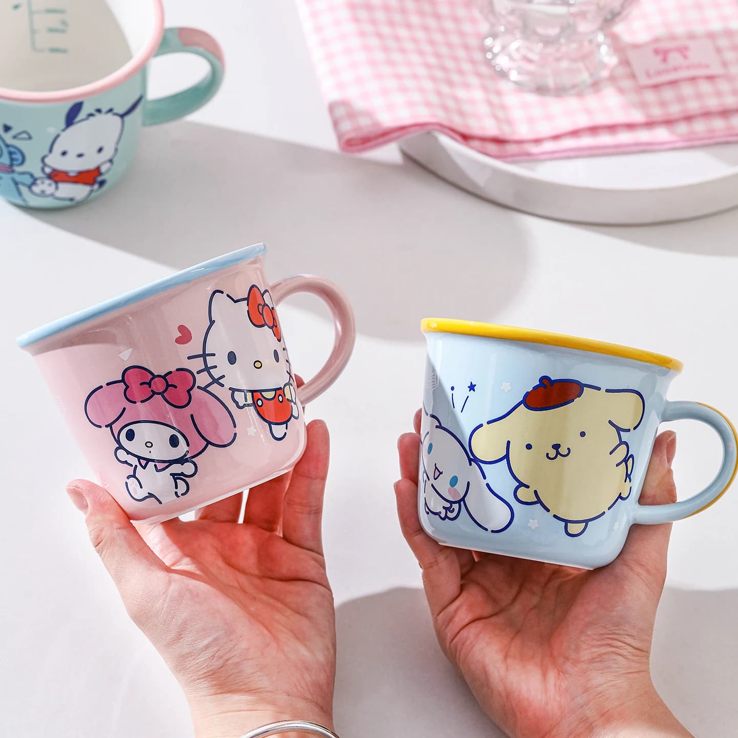 310Ml Cartoon Sanrio Hello Kitty My Melody Cinnamoroll Kuromi Ceramic Box Set Mug Kawaii Kitchen Milk Cup Child Special Gift