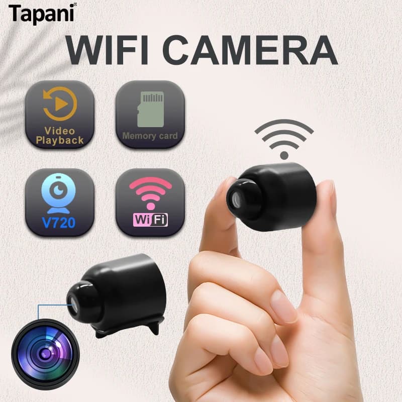 Mini Telecamera WiFi HD Wireless con Registrazione in Loop per Sicurezza Domestica, Sorveglianza CCTV, Monitor per Bambini e Animali Domestici