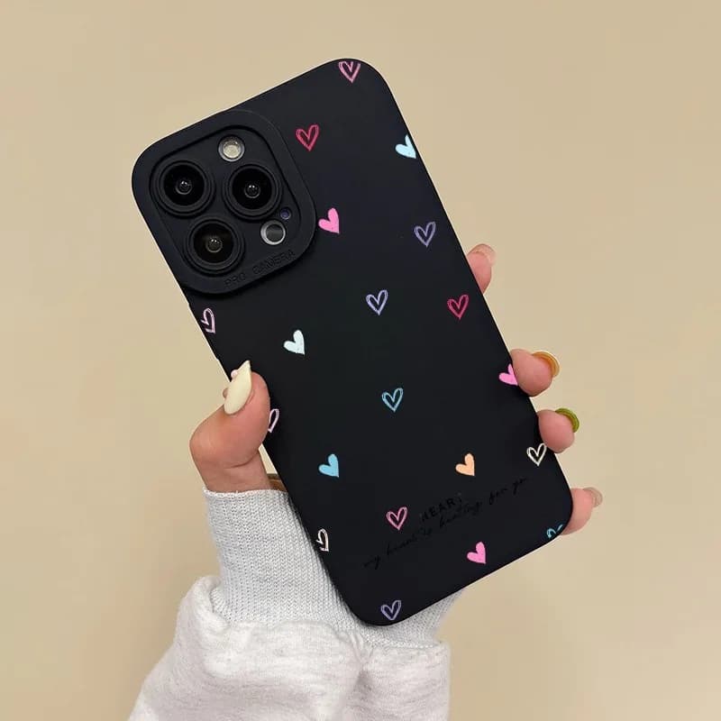 Custodia per iPhone a forma di cuore colorata con occhio nero, compatibile con iPhone 17, 17E, 16 Pro Max, 15, 14, 13, 12, 11, XS, XR, 7, 8 Plus