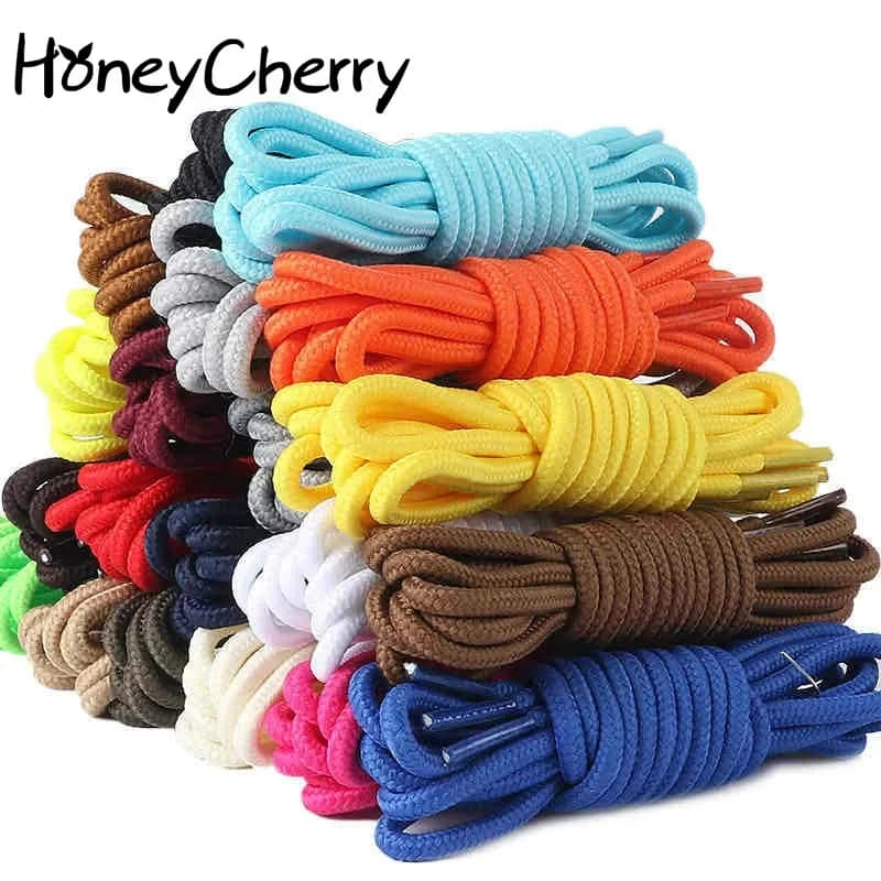 1 pair of thick round laces 90cm/120cm long fashionable boots man and woman climbing sneakers shoes outdoor shoe laces 15 colors