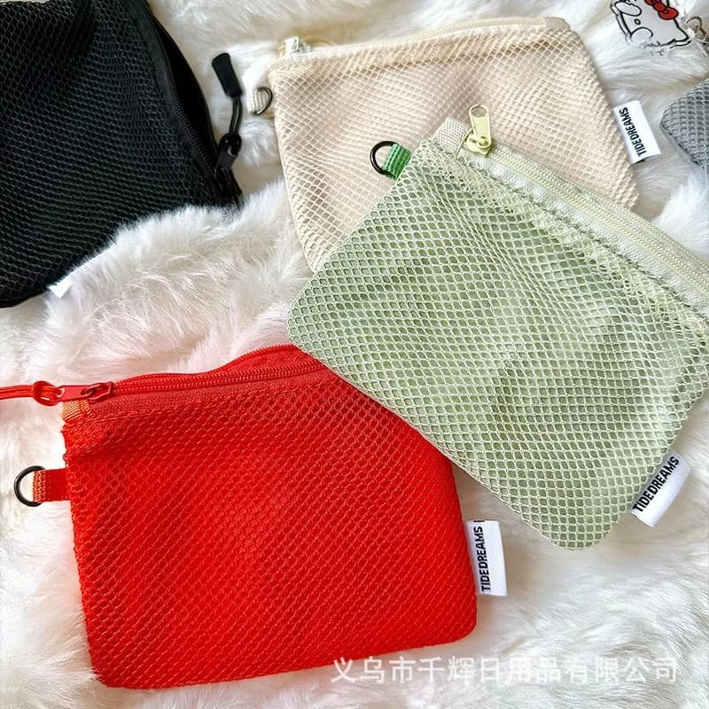 Borsa Cosmetica in Rete Portatile con Cerniera, Leggera Custodia Multiuso per Oggetti Vari, Portamonete Quadrato