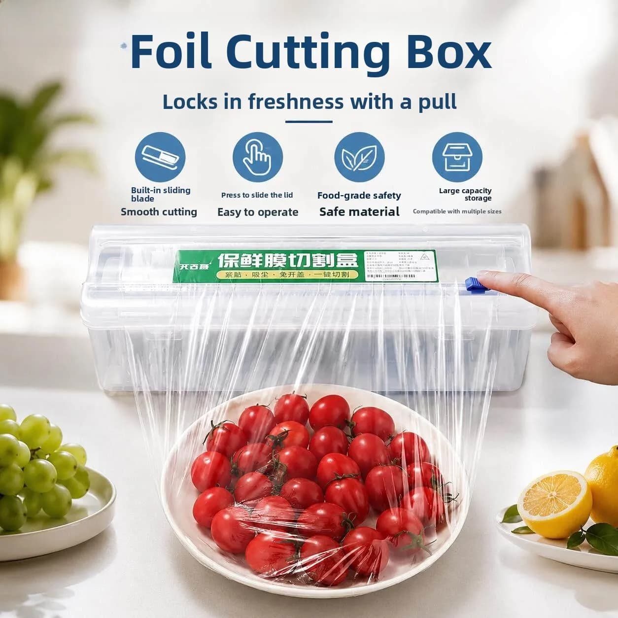 Food Grade PE Kitchen Use Large Roll Commercial Sliding Knife Type Sealer Film Cutter Packaging Machine High Temperature Resi...