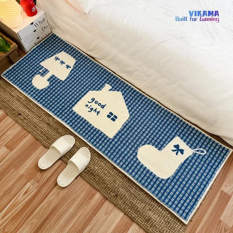 VIKAMA Ins Style Coreano Crystal Pile Tappeto Carino Camera da letto lunga Letto rosso Comodino anteriore Tappetino lungo Decorazione della casa