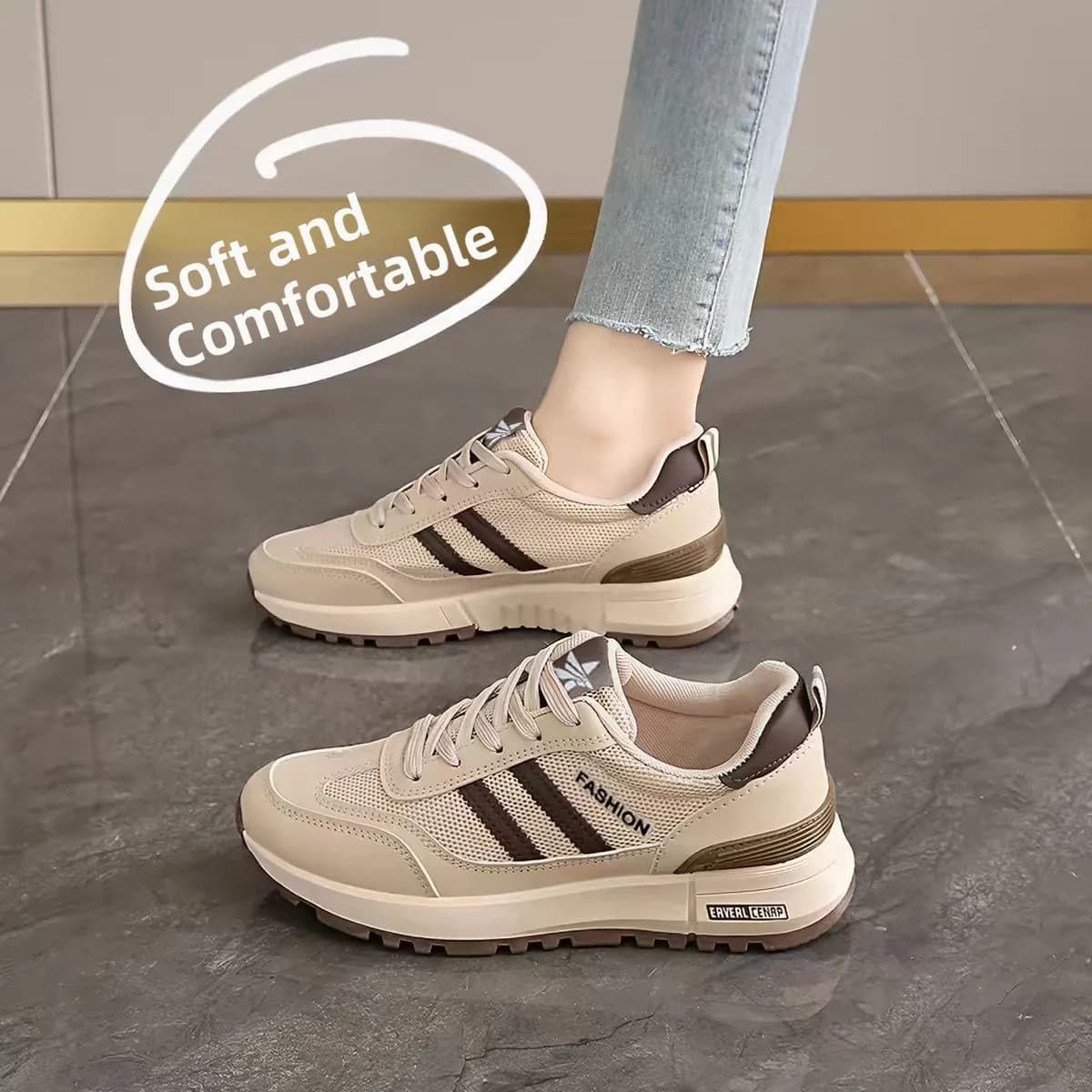 Women's Mesh Sport Shoes Anti-slip Lightweight Soft Bottom Casual Running Shoes Spring 2026 New Style Versatile Comfortable