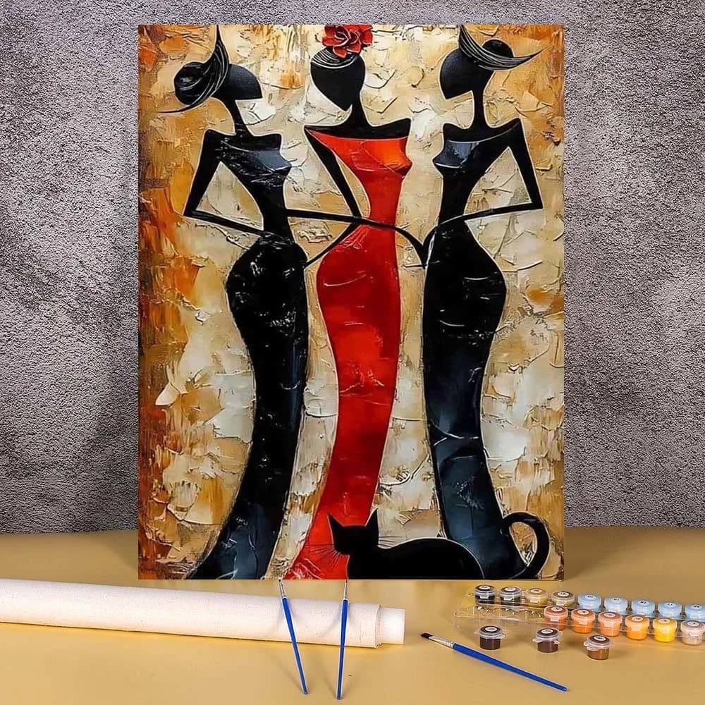 1pc frameless Acrylic Paint By Numbers Abstract Wall Art Painting Handicraft For Living Room Black Cat Women Picture With Number