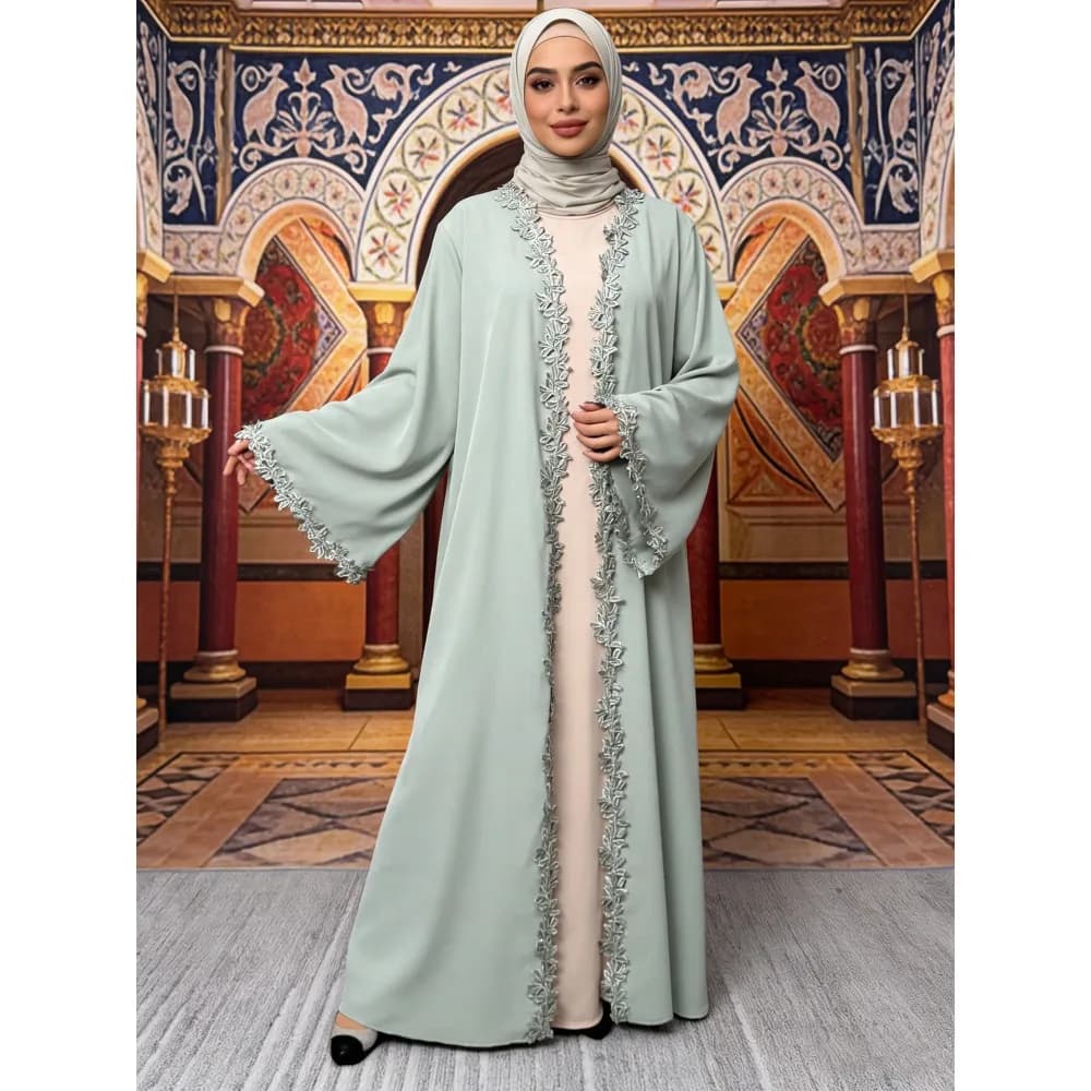 Abito Abaya Ricamato per Eid, Cardigan di Donna, Dresses in Pizzo, Jalabiya Musulmana, Long Arab Dress Moroccan Dubai, Caftano Ramadan 2026