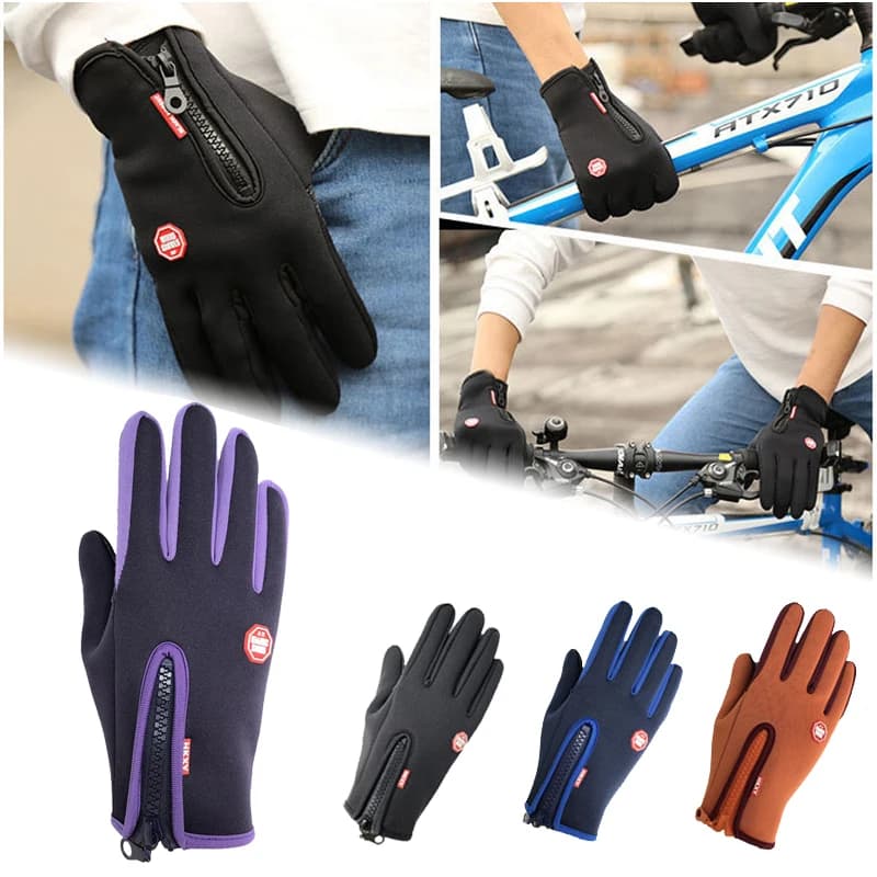 Guanti da ciclismo invernali Unisex guanti da bicicletta caldi Touchscreen con dita complete impermeabile Outdoor Bike sci moto Riding