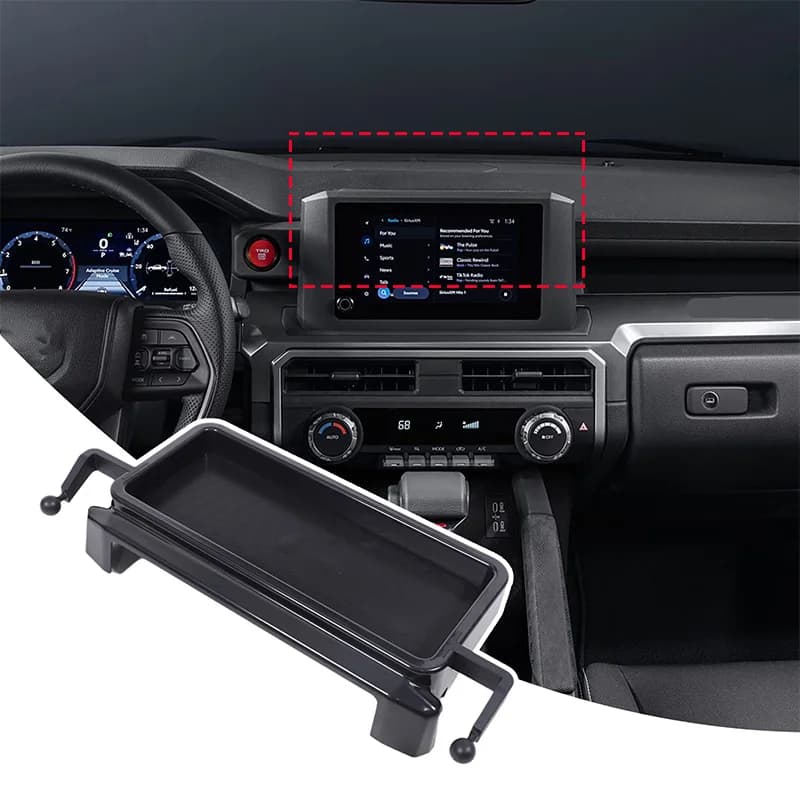 Dual Phone Support Base Car Screen Organizer Base Box Storage Box Auto Accessories For Toyota Tacoma 2024 2025 SR5 TRD