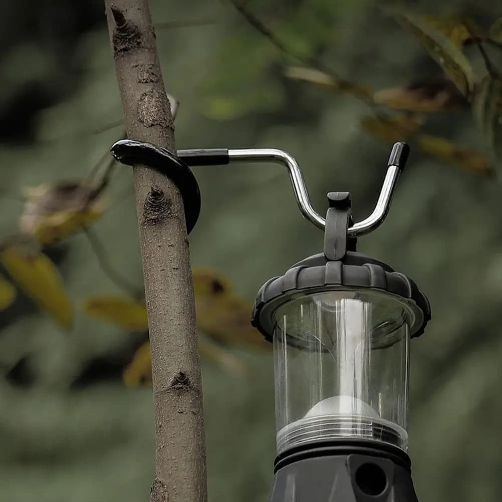 2Pcs Steel Tent Pole Hooks Rubber Sleeve Camping Light Hang Spiral Hooks Outdoor Lantern Hangers Tree Branch Gear