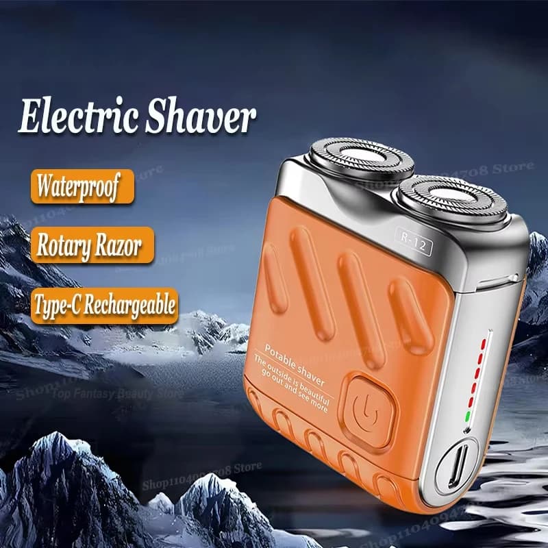 2025 Men Electric Razor Waterproof Type-C Rechargeable Mini Journey Rotary Razor Portable Hair Barba Trimmer Removal Tool