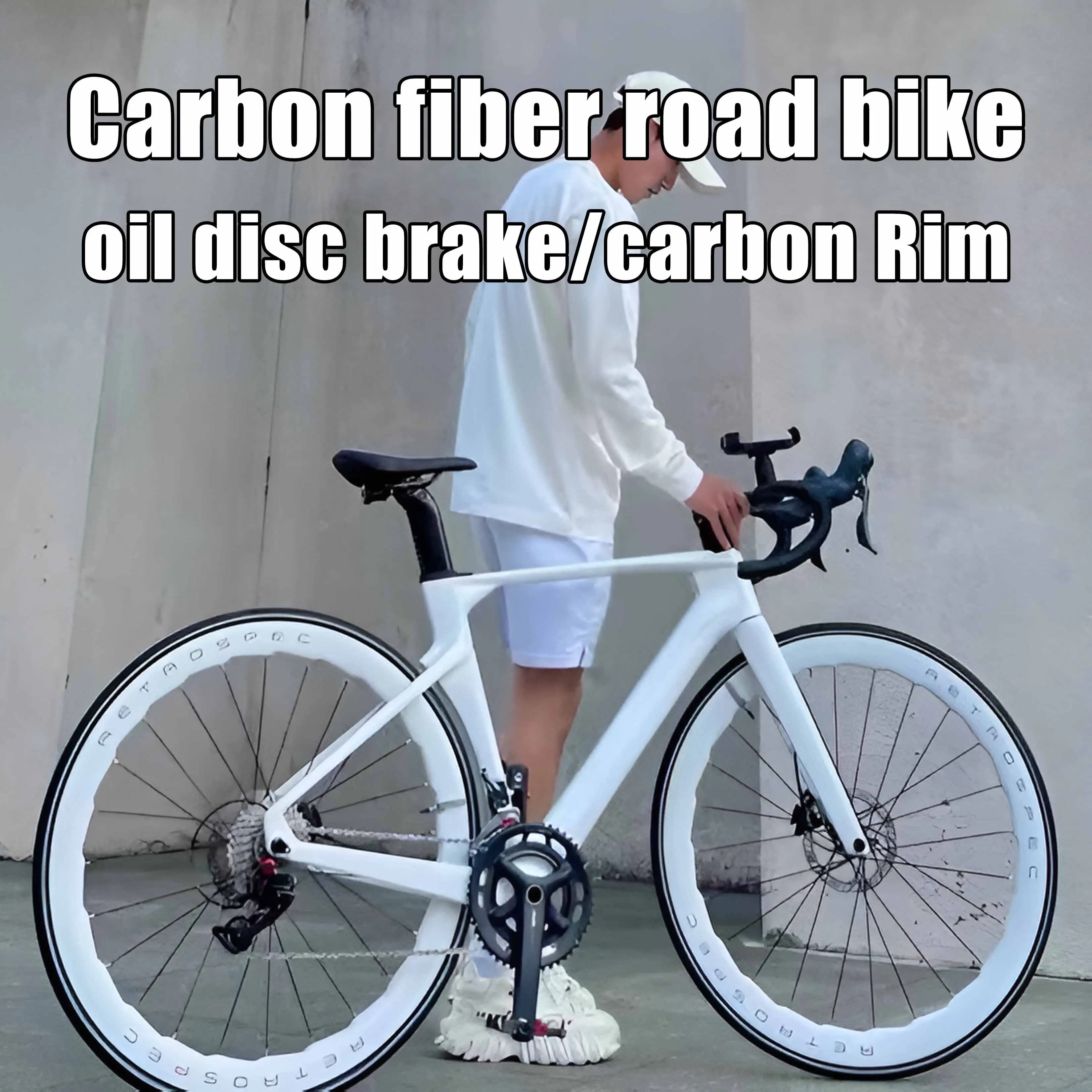 Bicicletta da Corsa TWITTER CYCLONE in Fibra di Carbonio, R7170-24S, Cerchi in Carbonio, Leggera 8,3KG, Freni a Disco Idraulici, Bici Gravel