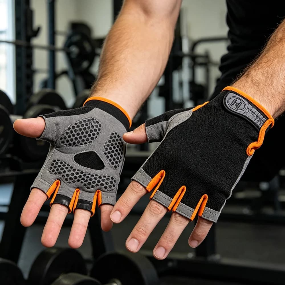 Fingerless Gym Gloves for Men & Women, Breathable Anti-Slip Training Gloves for Bodybuilding, Cycling and All Sports