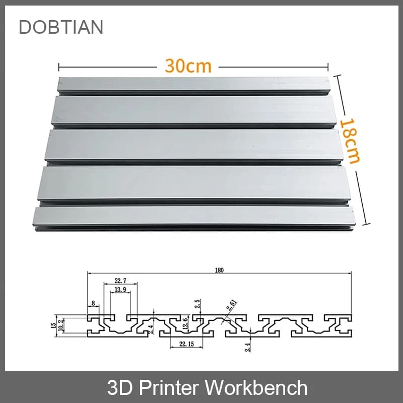 1 Aluminum Profile 15180 for CNC Extrusion 3018, Linear Anodized Guide for 3D CNC Fai-da-Te Printer, 30*18cm