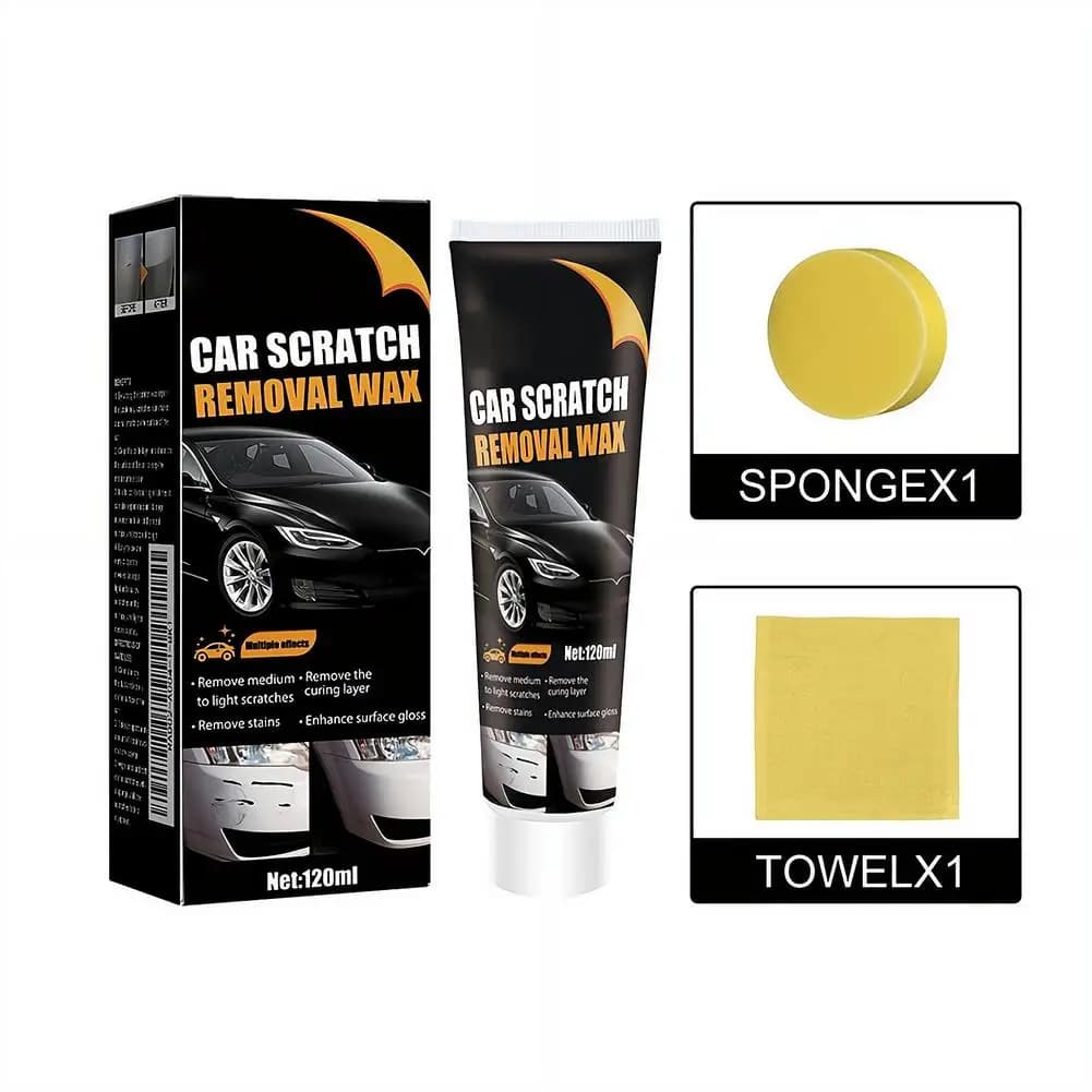 Kit Rimozione Graffi Auto, Cera per Riparazione Vernice, Lucidatura per Graffi Leggeri con Spugna e Panno