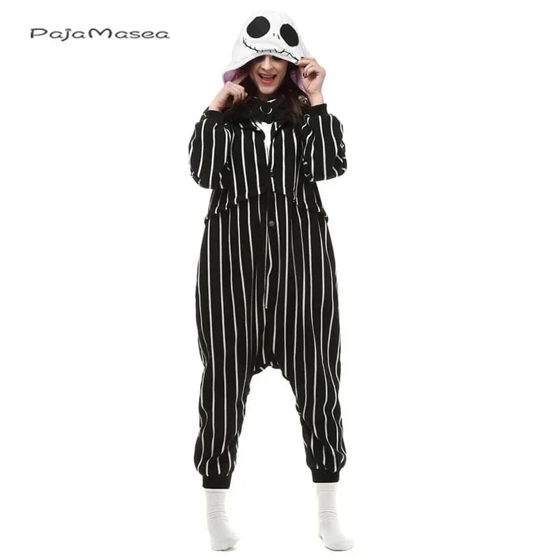 Costumi di Halloween per Cosplay ★ PAJAMASEA Pigiama Intero da Uomo (145-200CM) con Teschio di Jack, Costume da Donna con Cartone Animato - Accessorio Cosplay ☆ Nuovo