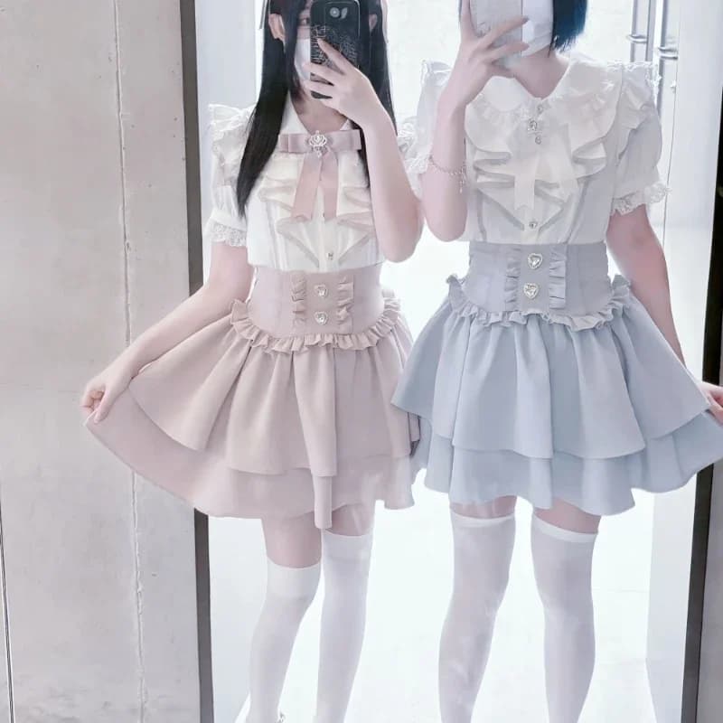 Gonna scozzese giapponese dolce Lolita con volant Ragazze piccanti Party Kawaii Sweet Mini gonne Y2k Casual A-Line Gonne Donna Chic