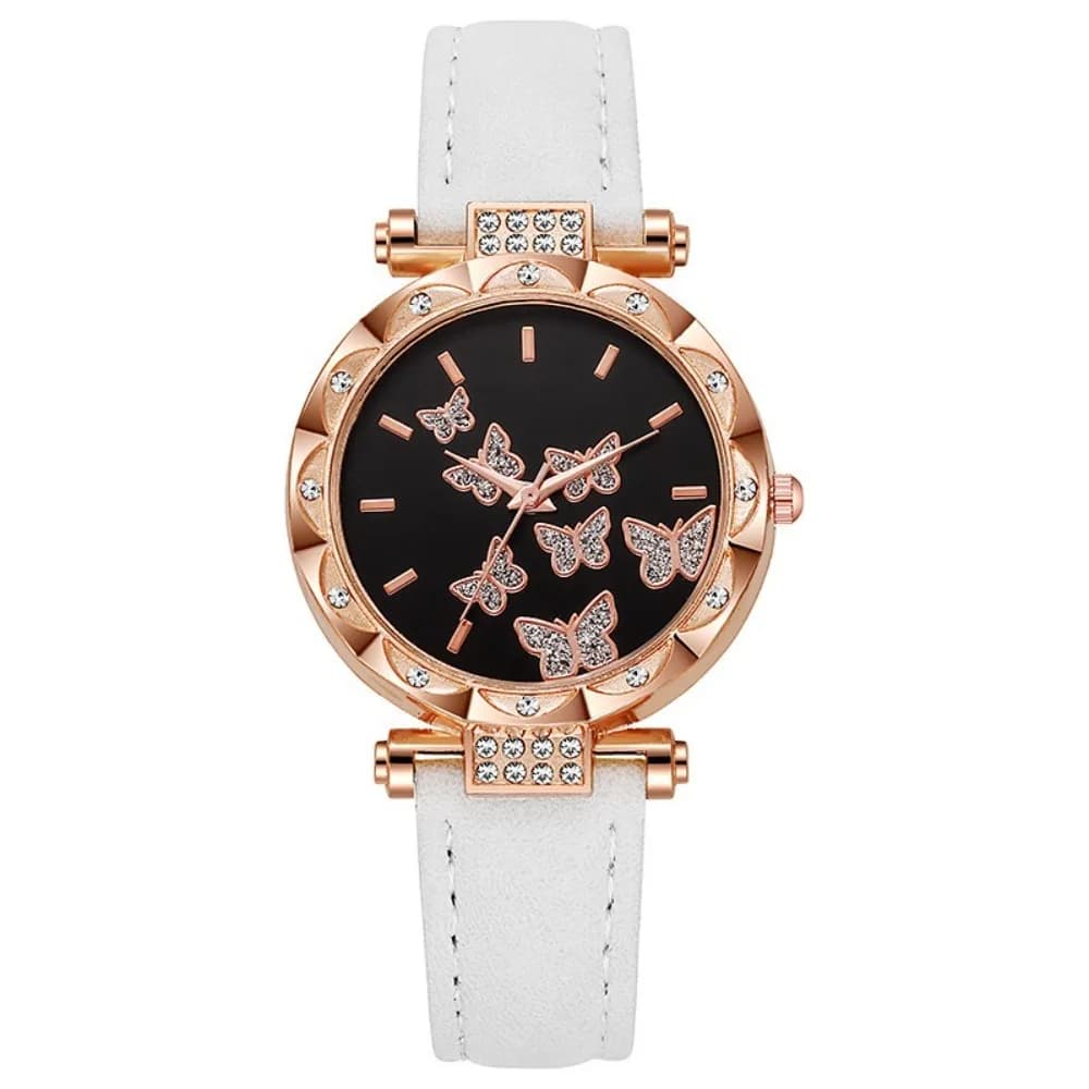 Elegant Women's Watch with Butterfly Dial with Rhinestones, Quartz Watch, Gift