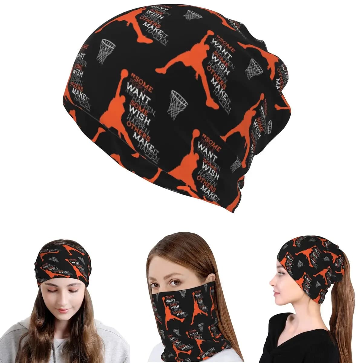 Basketball Dream Art Bandana Copricollo Maschera Sciarpa Copricapo caldo Berretto Unisex Adulto Per tutte le stagioni