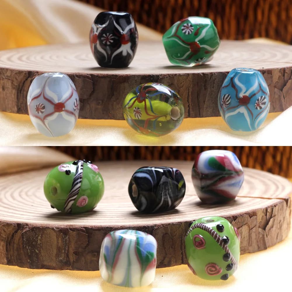 1PC 20mm High Level Handmade Oval Shape Lampwork Glass Beads DIY Fashion Flowers Charms For Necklace Jewelry Making Accessories