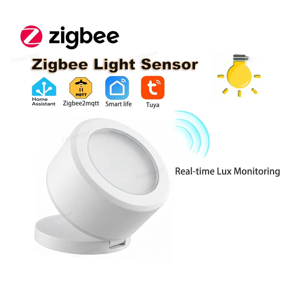 Sensore di Luce ZigBee, Rilevatore di Luminosità e Illuminazione per Domotica con 2MQTT e Collegamento Dispositivi Tuya
