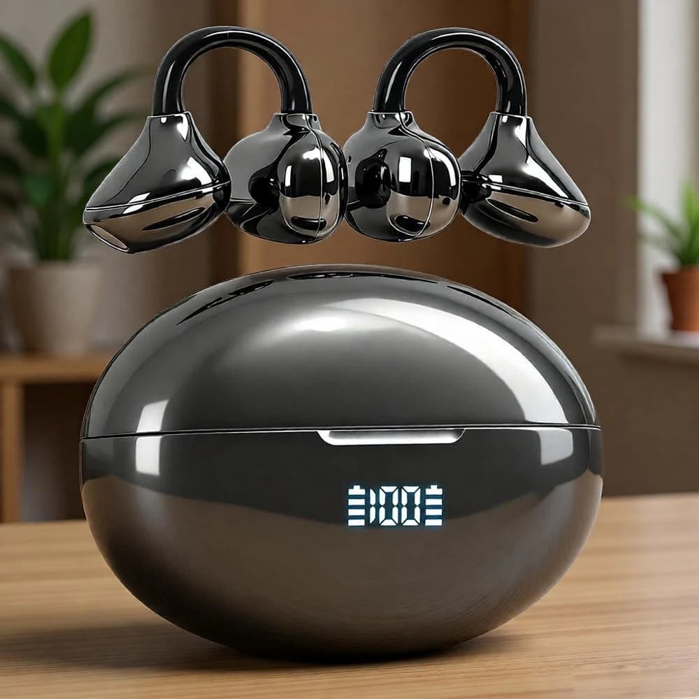UYUXIO Wireless earphones BT 5.4 Clip on Sports headset 50 hours IPX7 Reproduction waterproof open earphones with ear hooks